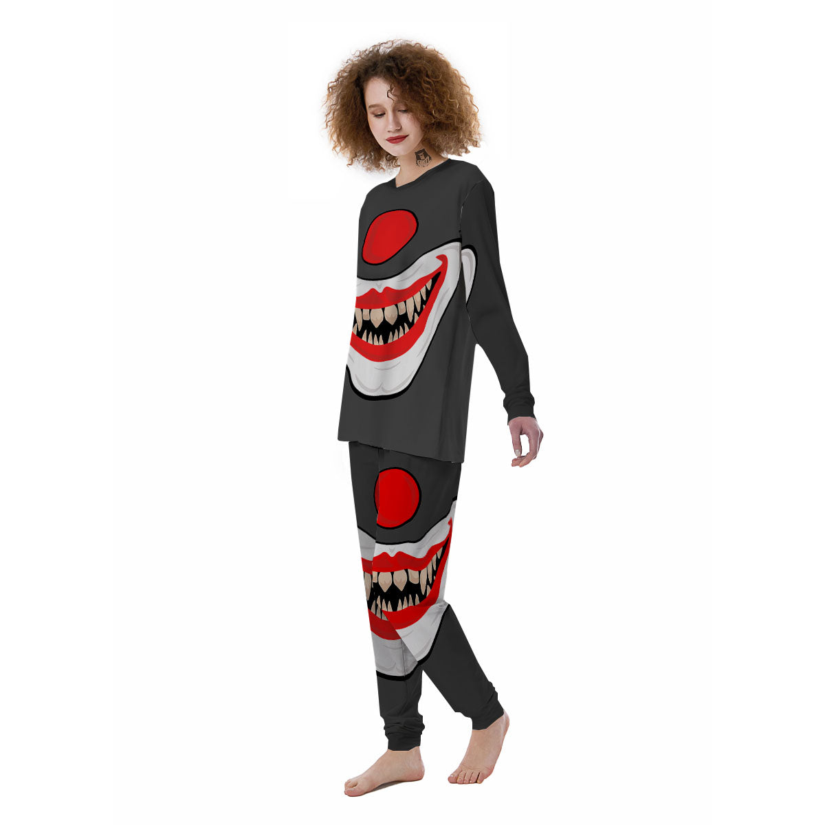 Smiling Clown Halloween Print Women's Pajamas-grizzshop