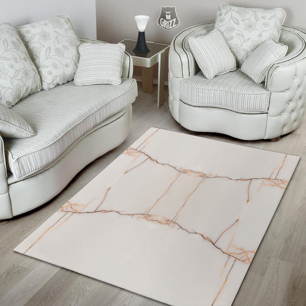 Smooth Marble White Brown Print Pattern Floor Mat-grizzshop