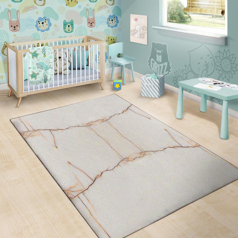 Smooth Marble White Brown Print Pattern Floor Mat-grizzshop