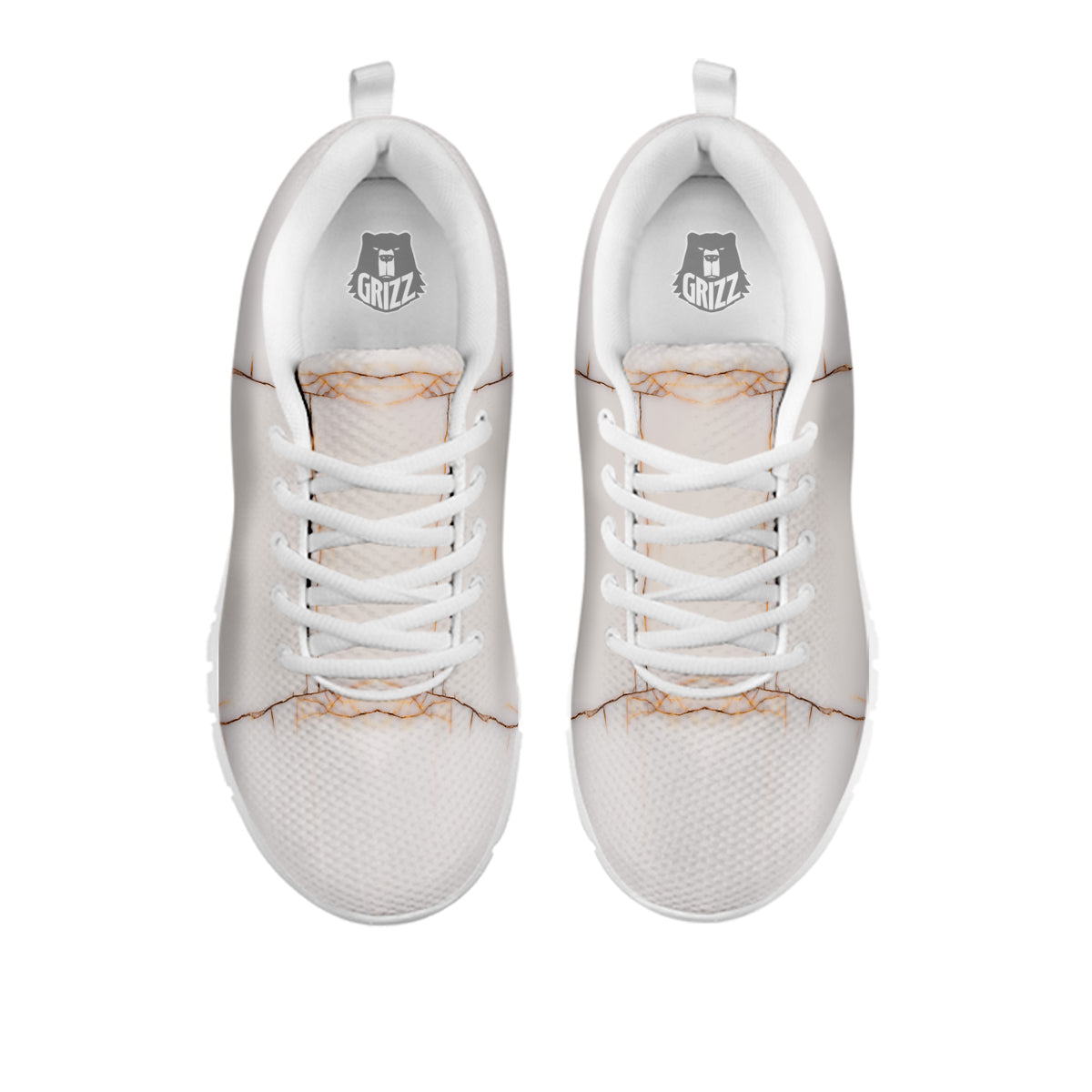 Smooth Marble White Brown Print Pattern White Sneaker-grizzshop