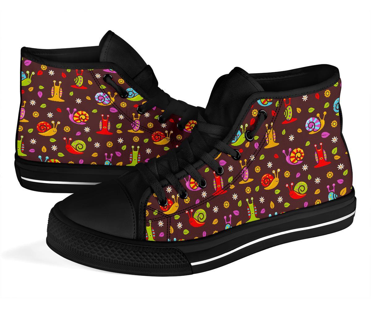 Snail Pattern Print Men Women's High Top Shoes-grizzshop