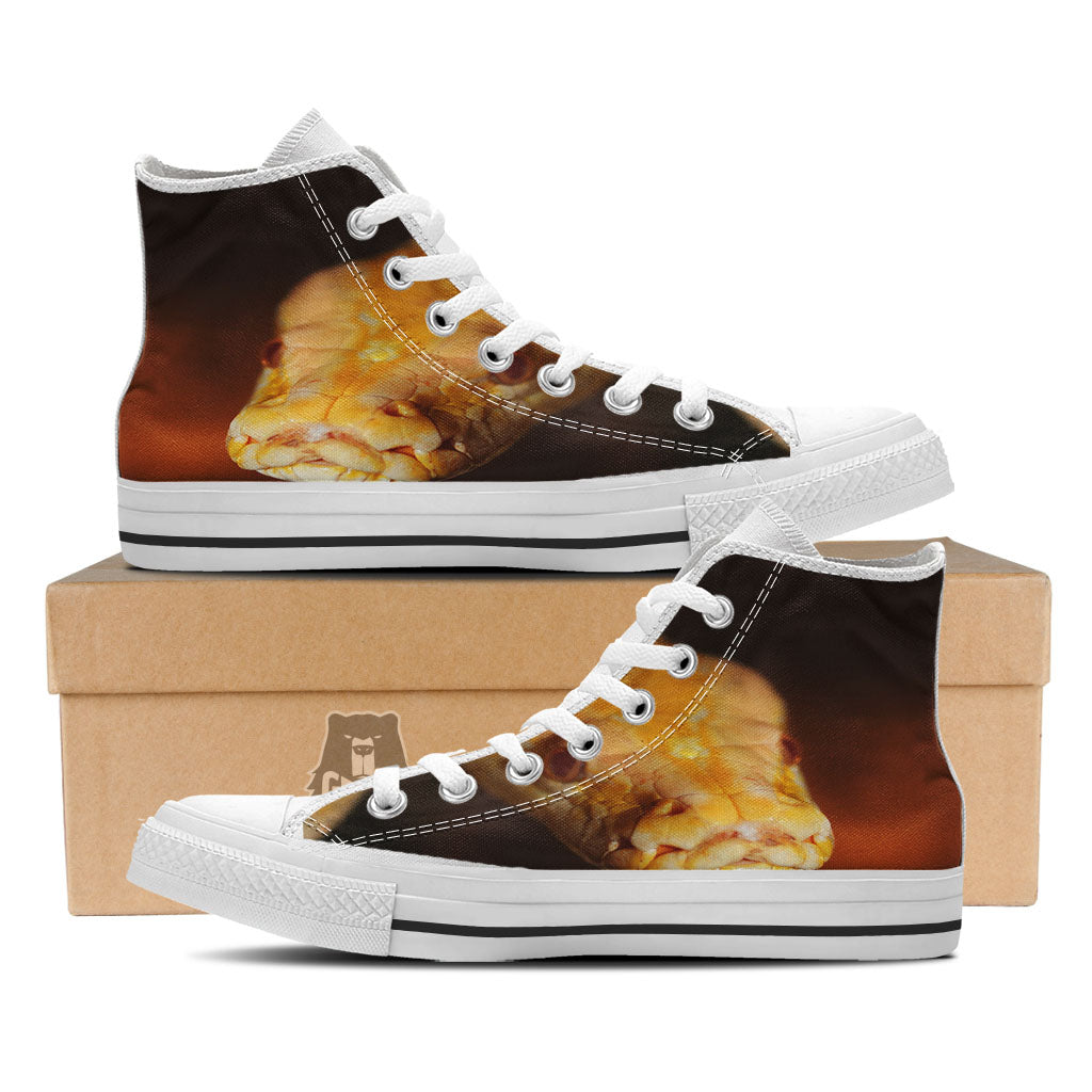 Snake Albino Print White High Top Shoes-grizzshop