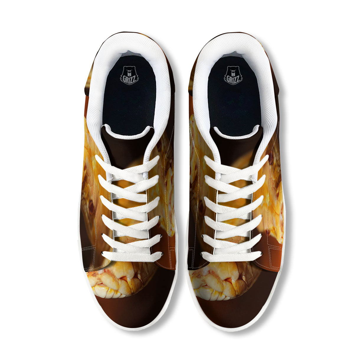 Snake Albino Print White Low Top Sneakers-grizzshop