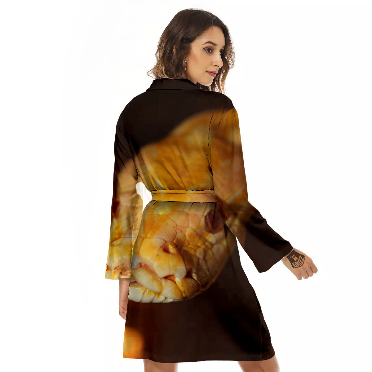 Snake Albino Print Women's Robe-grizzshop