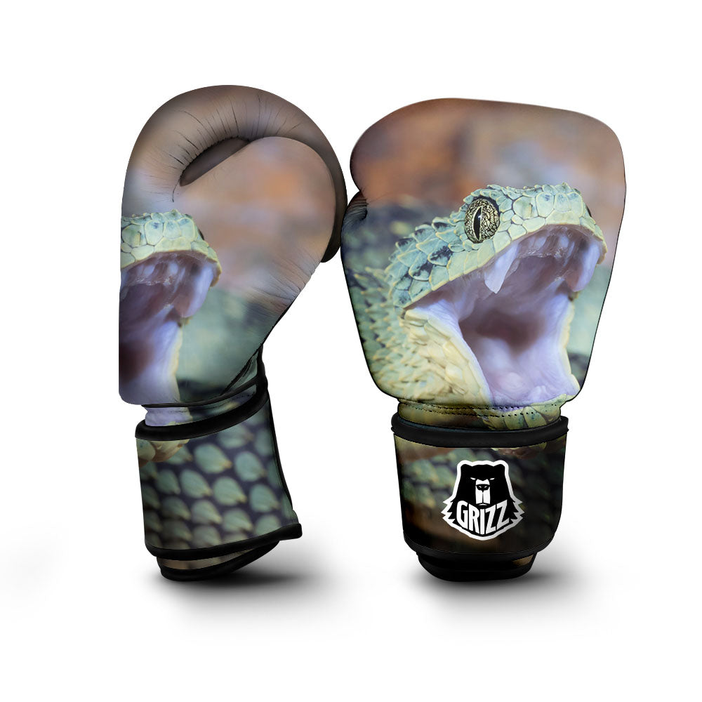 Snake Atheris Nitschei Print Boxing Gloves-grizzshop