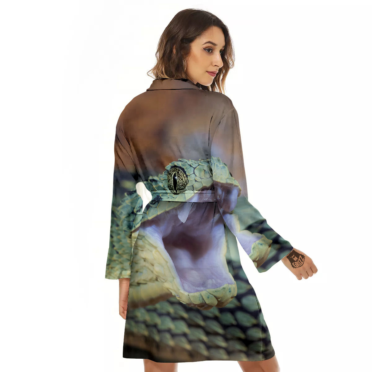 Snake Atheris Nitschei Print Women's Robe-grizzshop