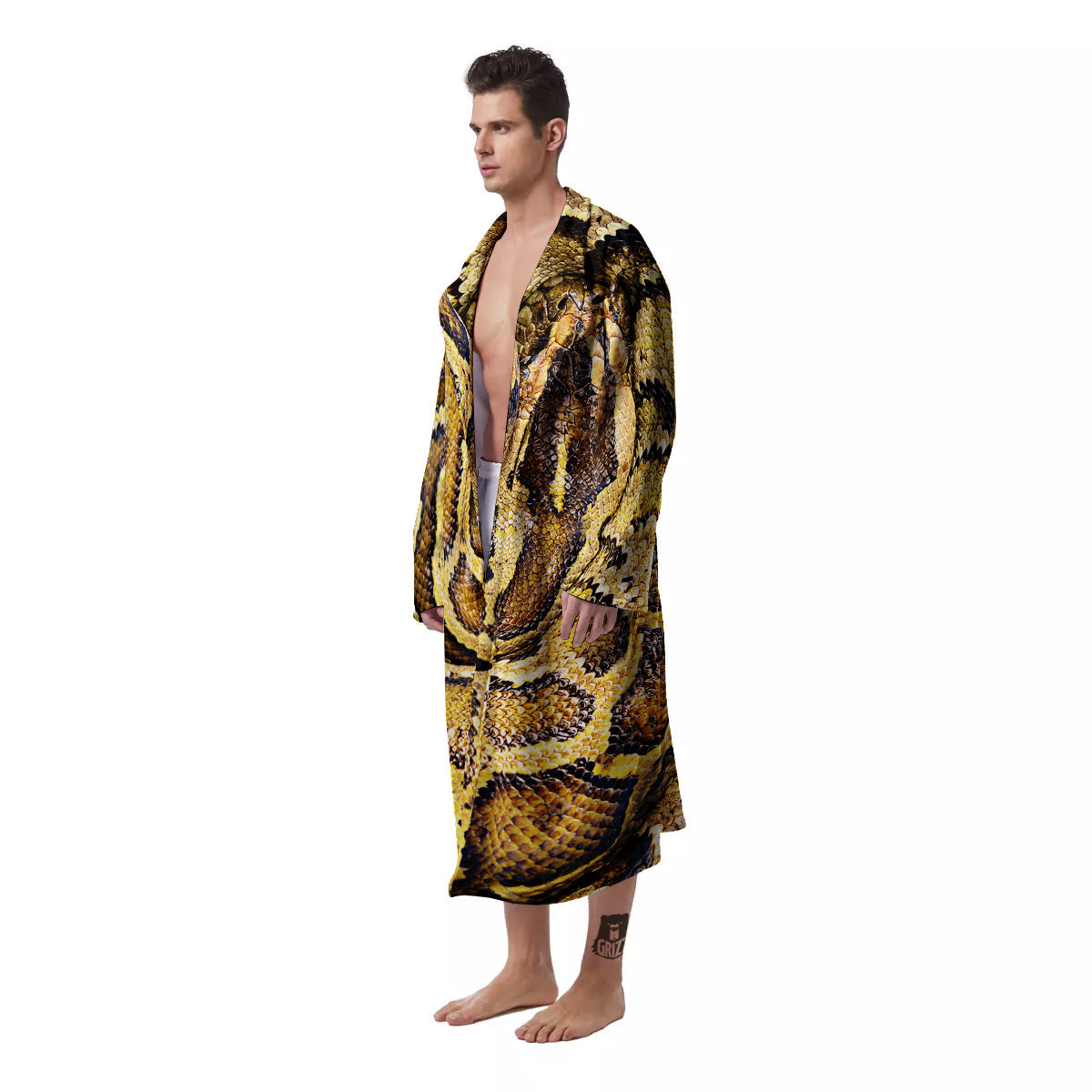 Snake Burmese Python Print Men's Robe-grizzshop