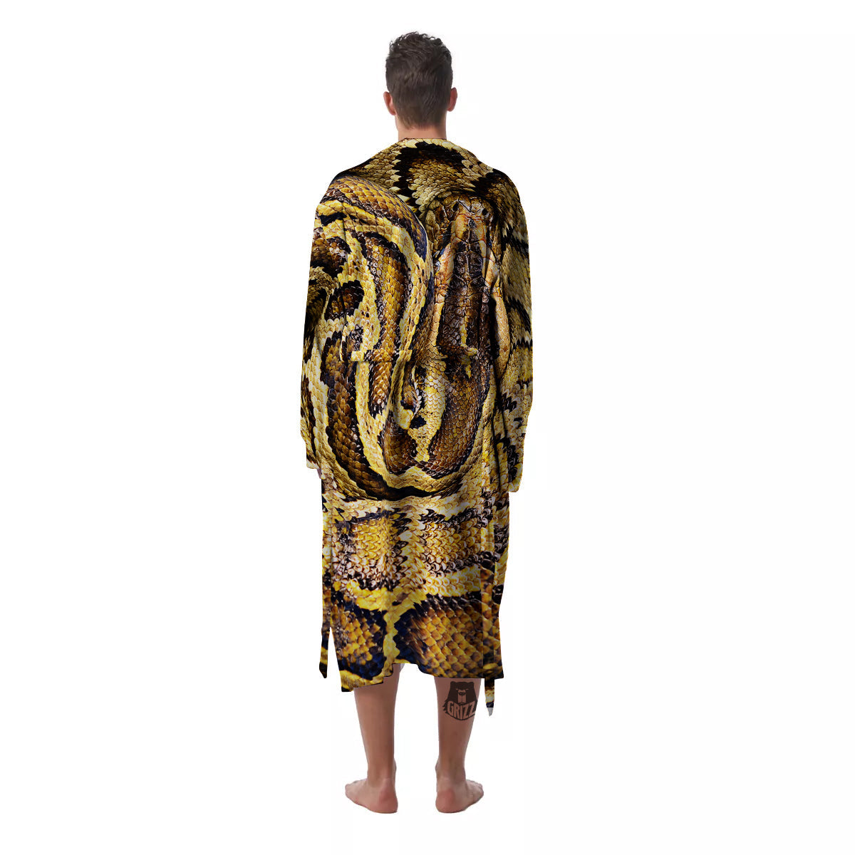 Snake Burmese Python Print Men's Robe-grizzshop