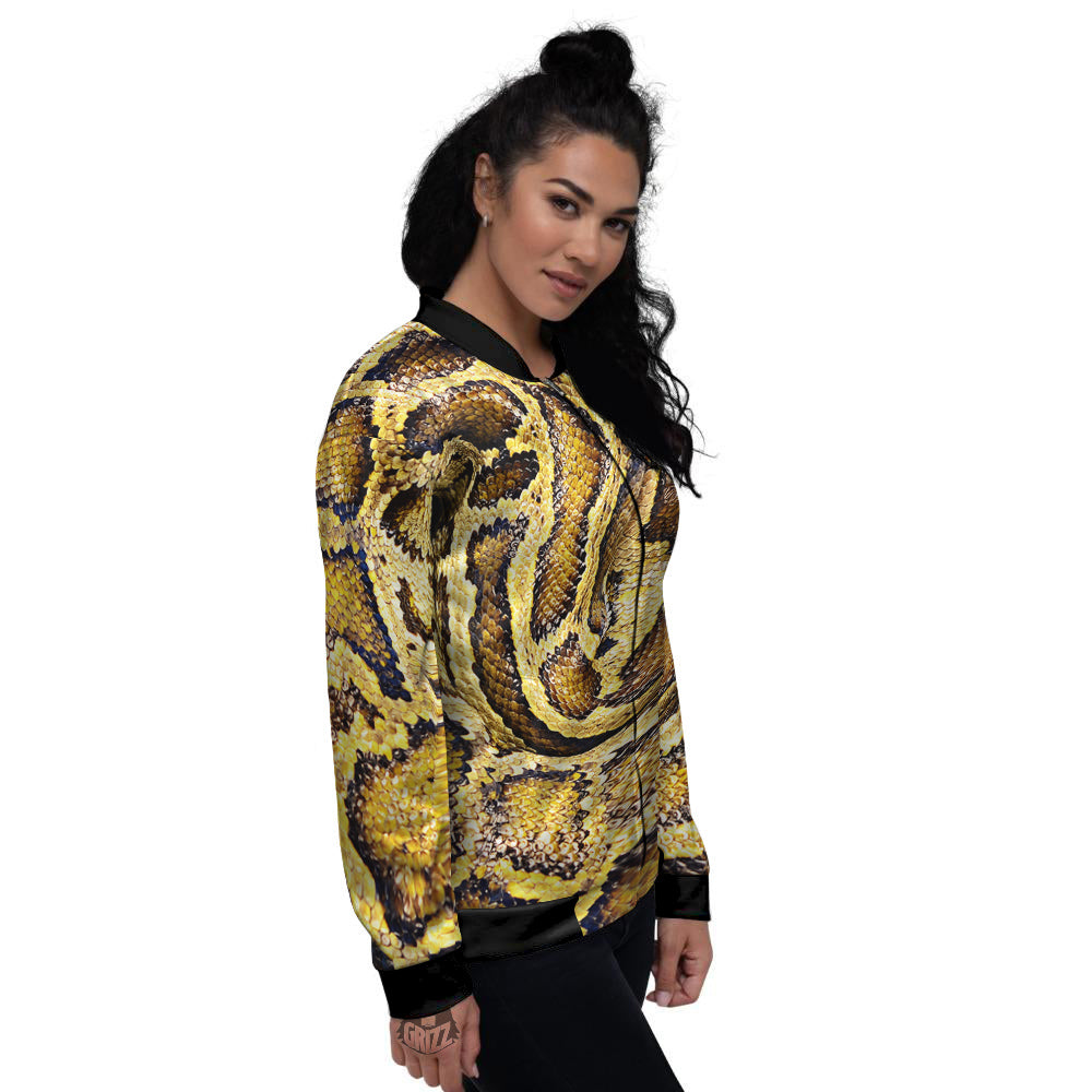 Snake Burmese Python Print Women's Bomber Jacket-grizzshop