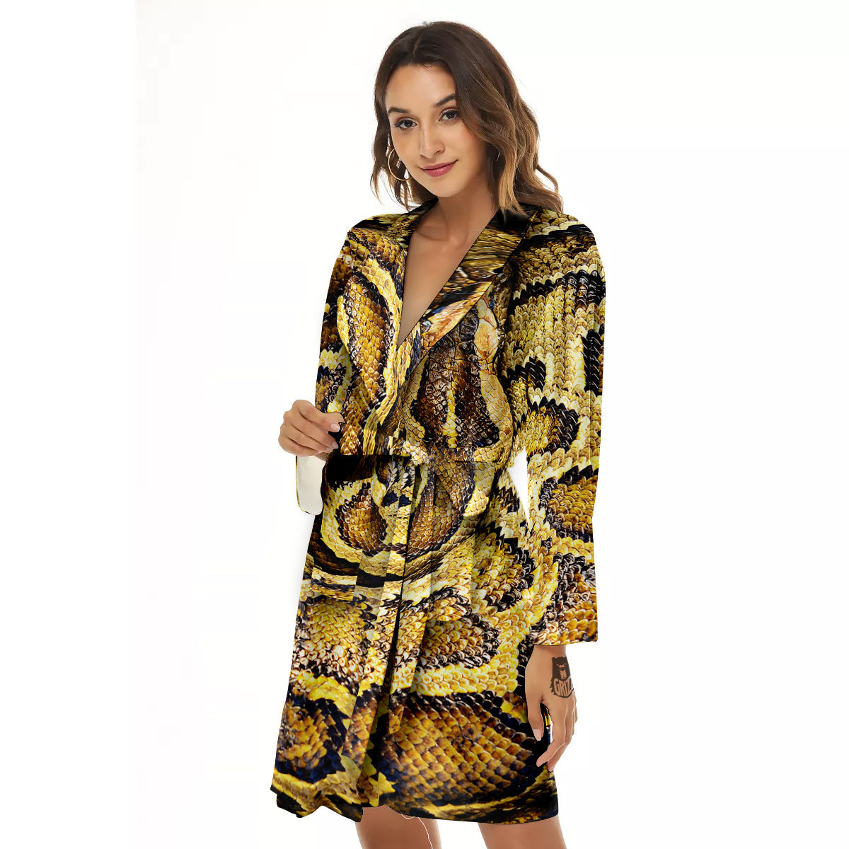 Snake Burmese Python Print Women's Robe-grizzshop