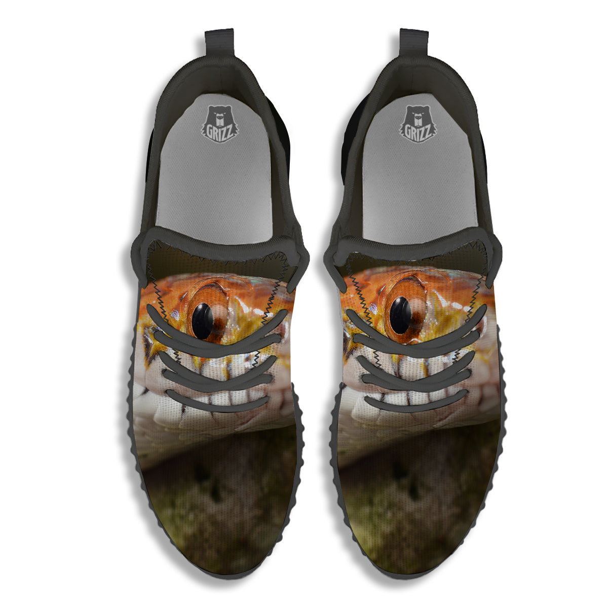 Snake Corn Print Black Walking Shoes-grizzshop