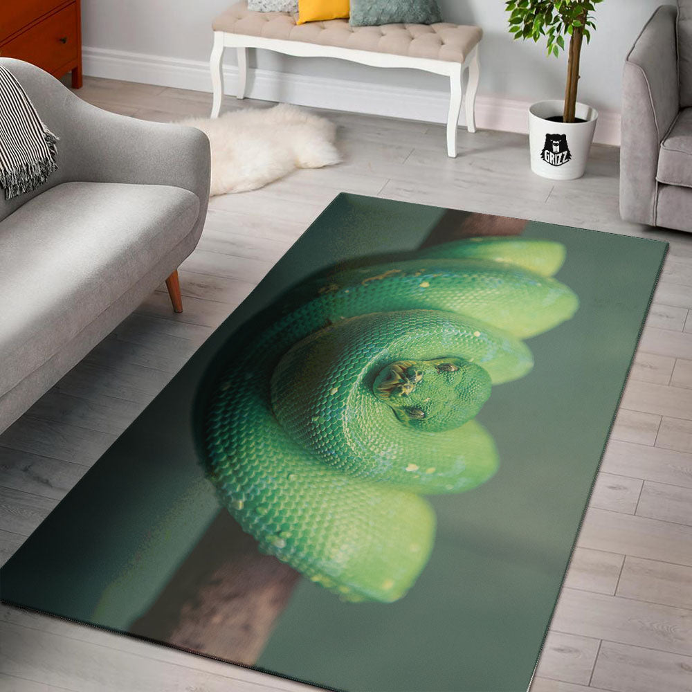 Snake Emerald Tree Boa Print Floor Mat-grizzshop