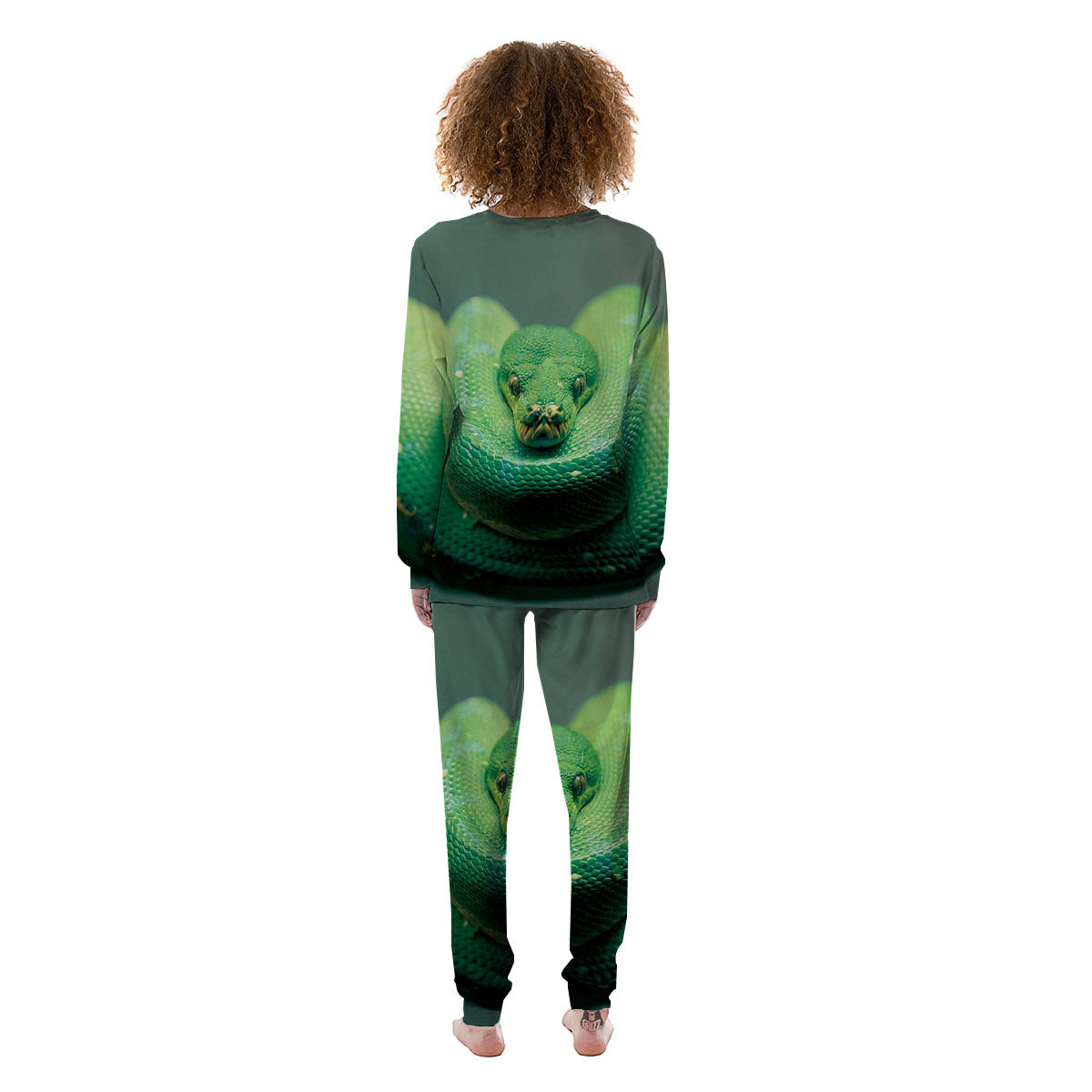 Snake Emerald Tree Boa Print Women's Pajamas-grizzshop
