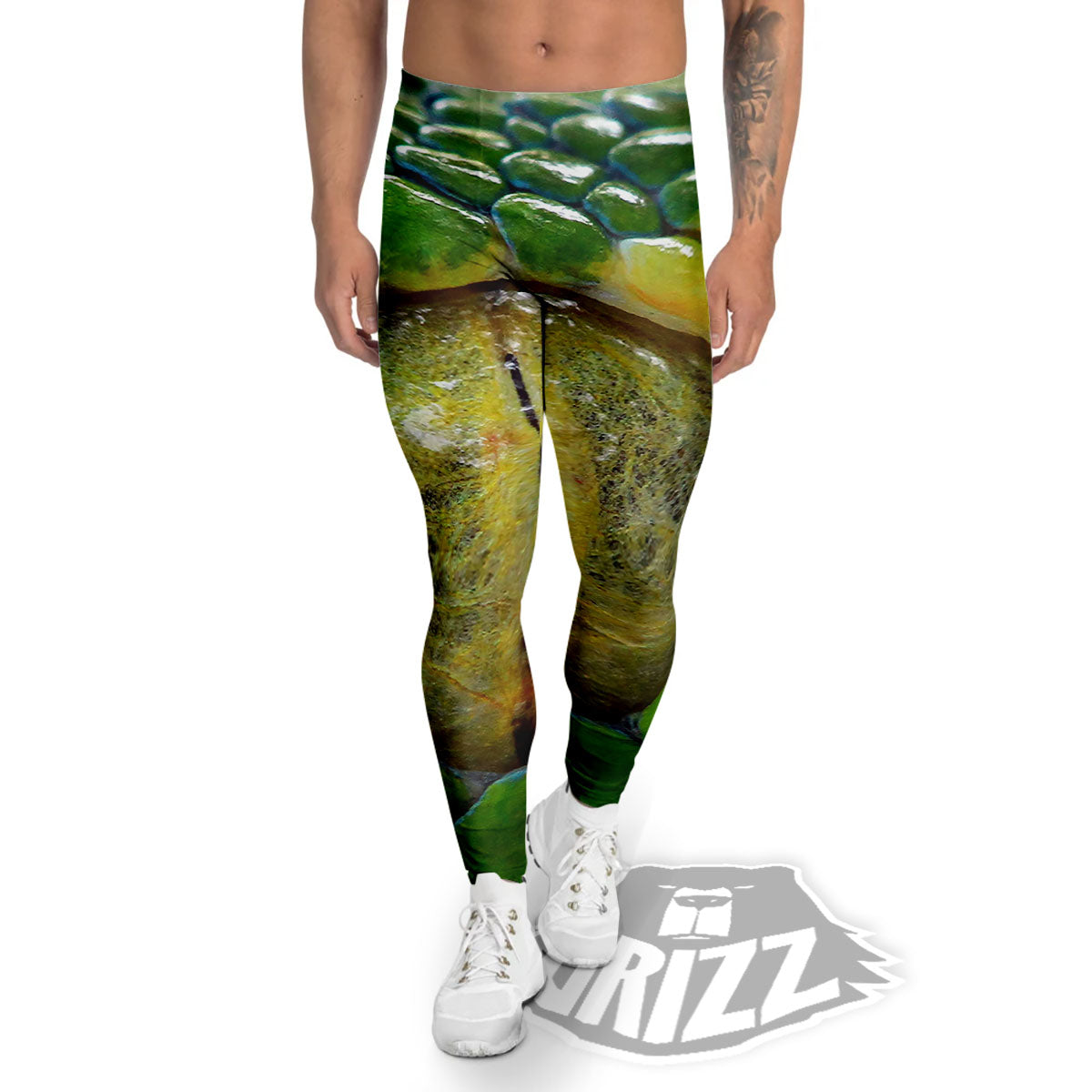 Snake Eye Green Print Men's Leggings-grizzshop