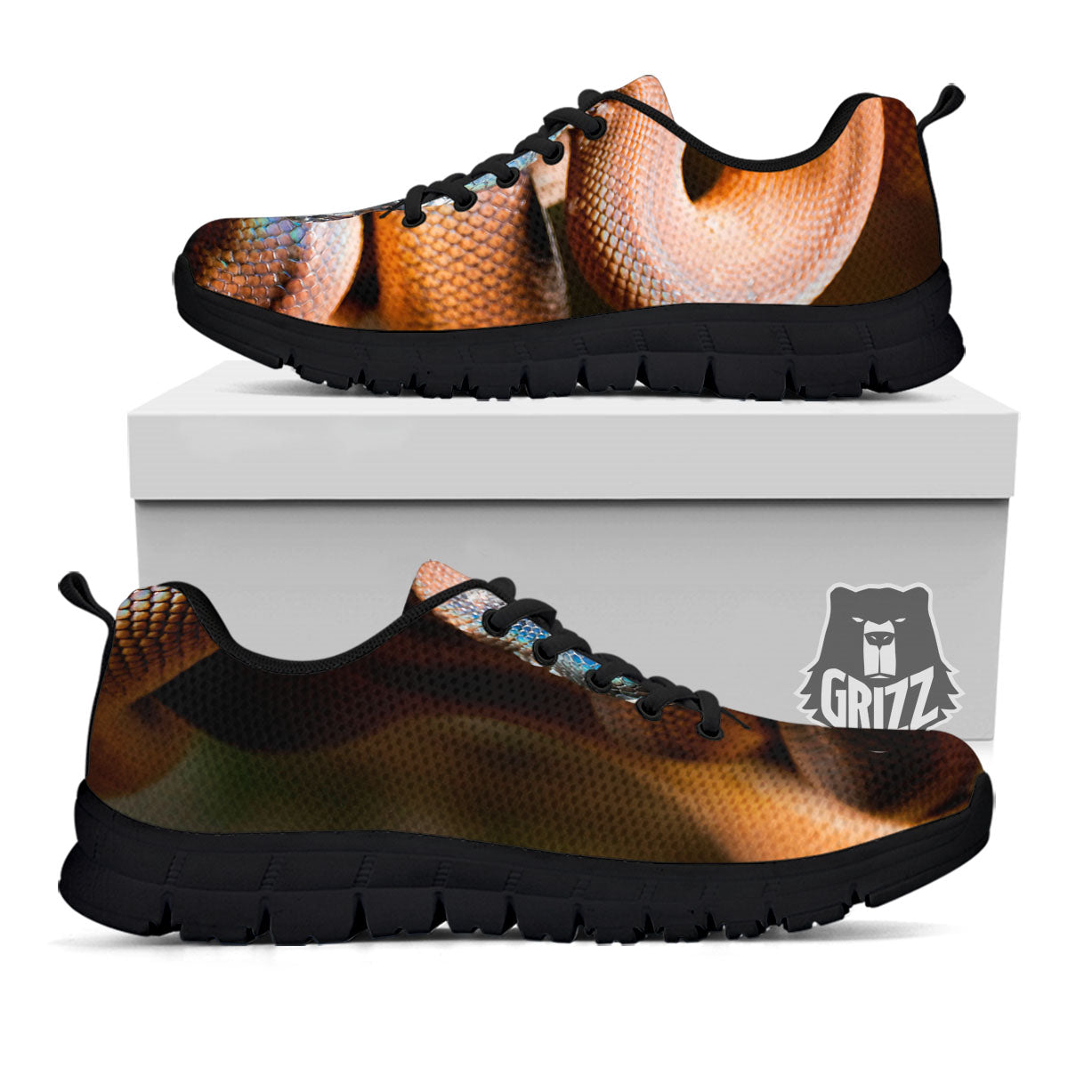 Snake Leiopython Print Black Sneaker-grizzshop