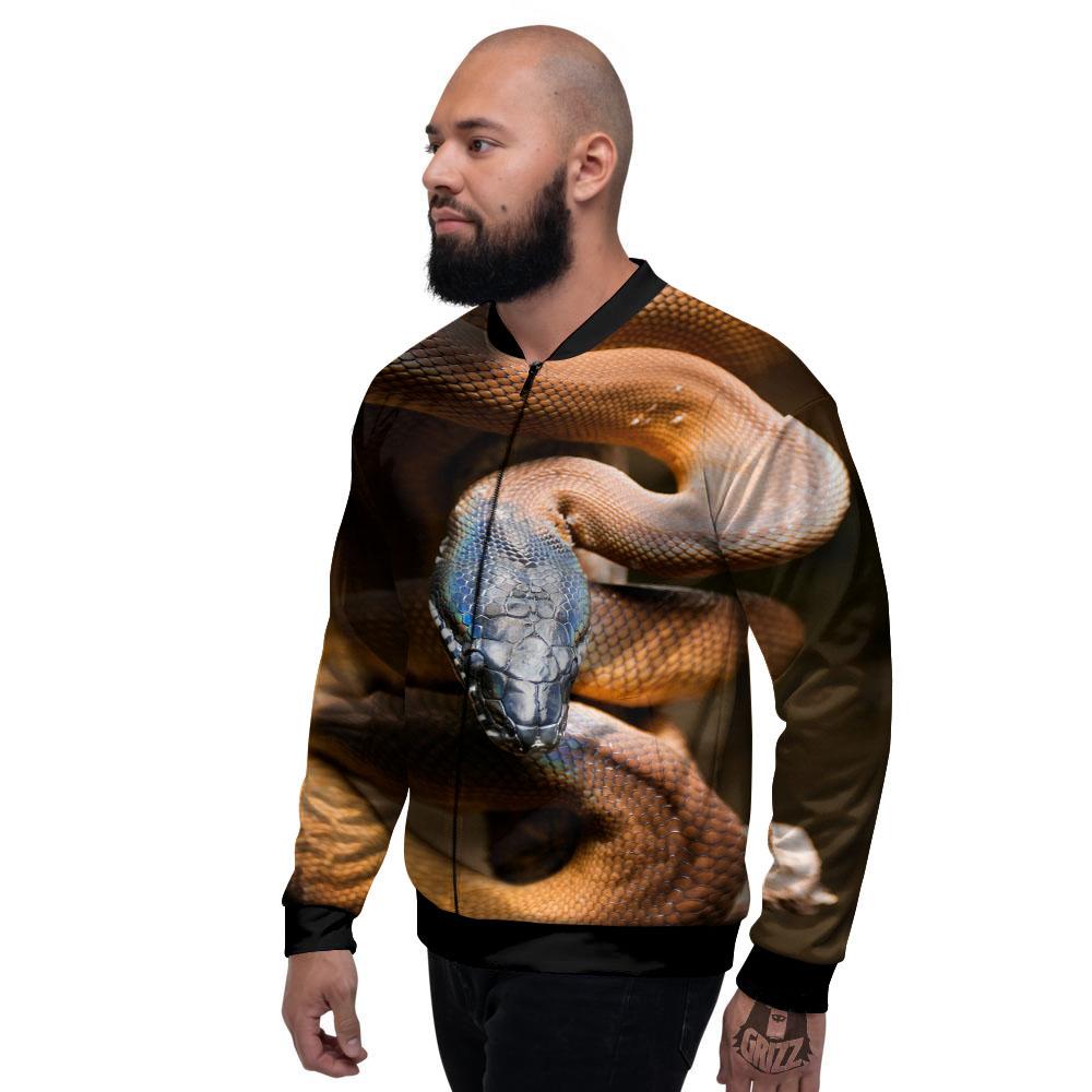 Snake Leiopython Print Men's Bomber Jacket-grizzshop