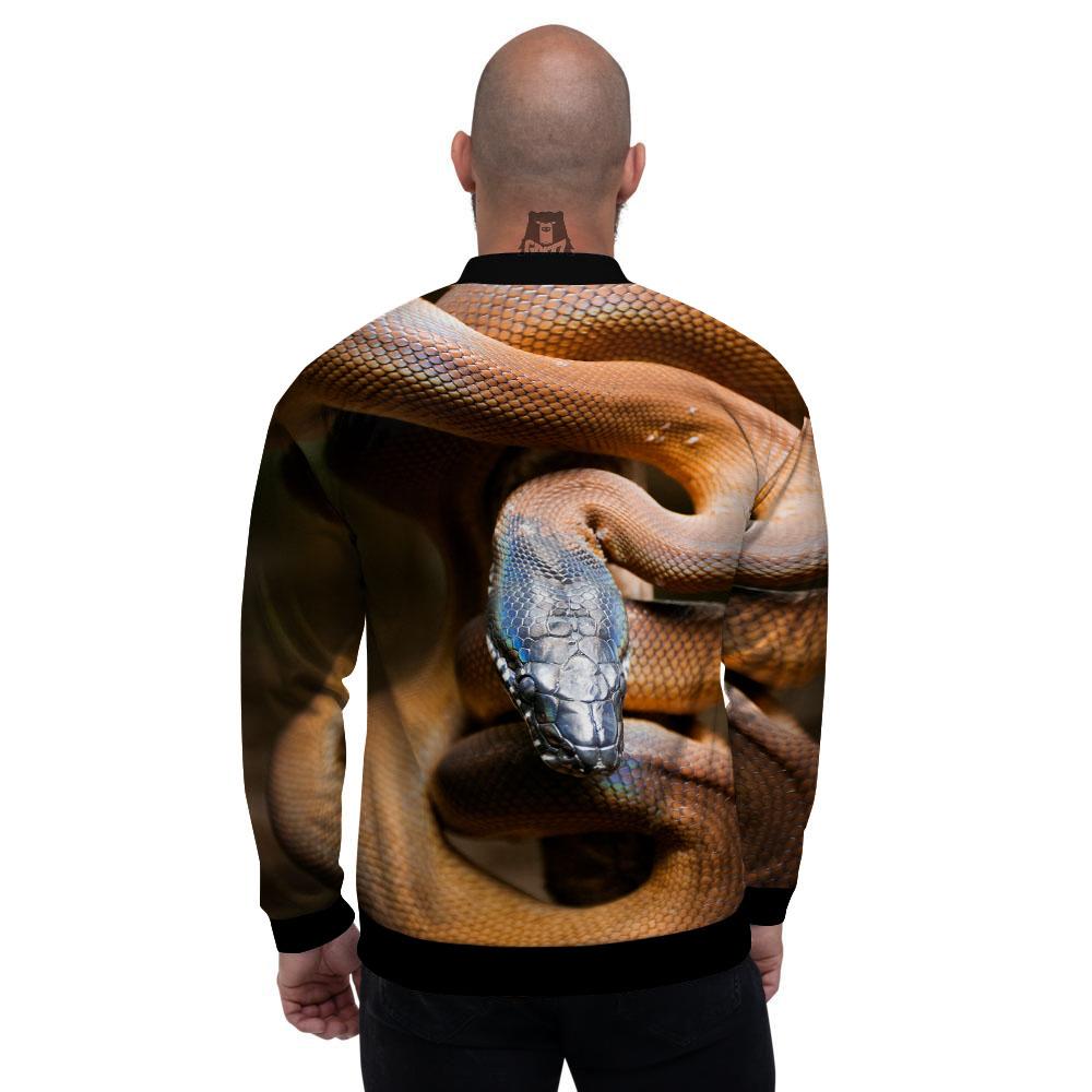 Snake Leiopython Print Men's Bomber Jacket-grizzshop