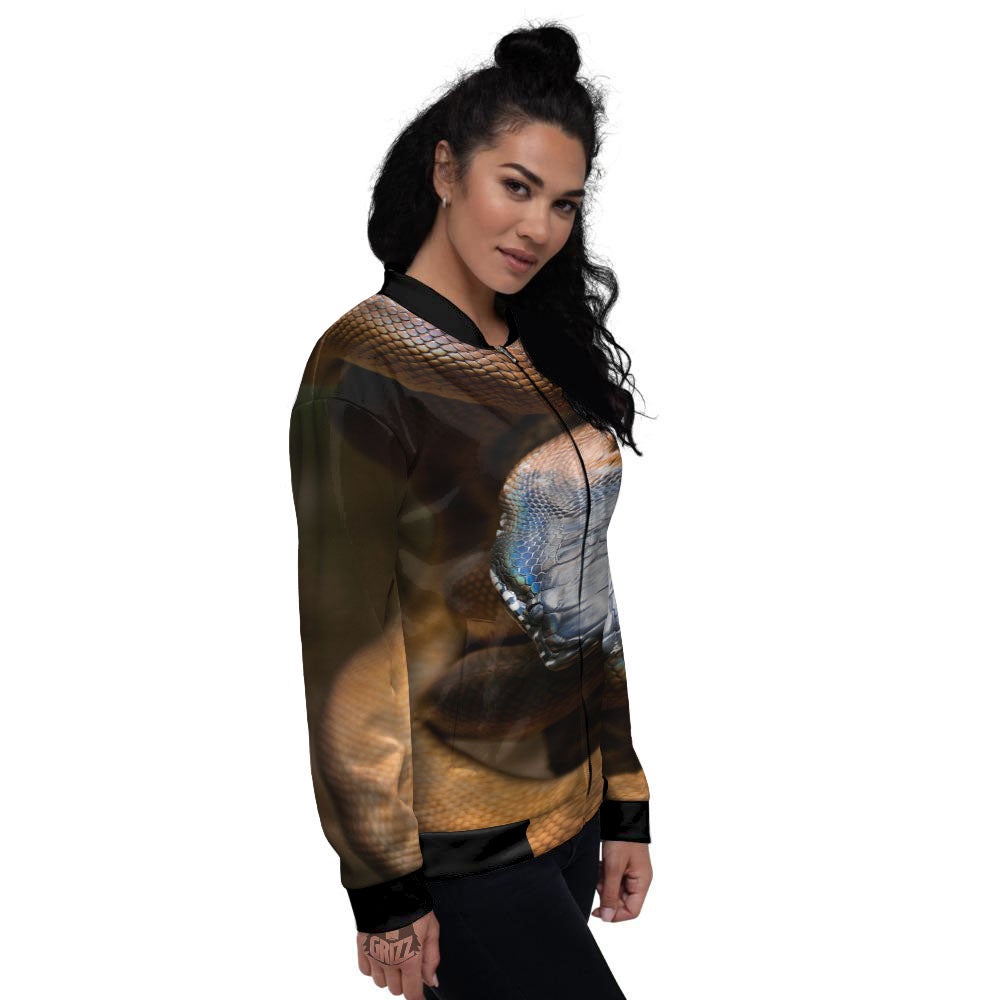 Snake Leiopython Print Women's Bomber Jacket-grizzshop