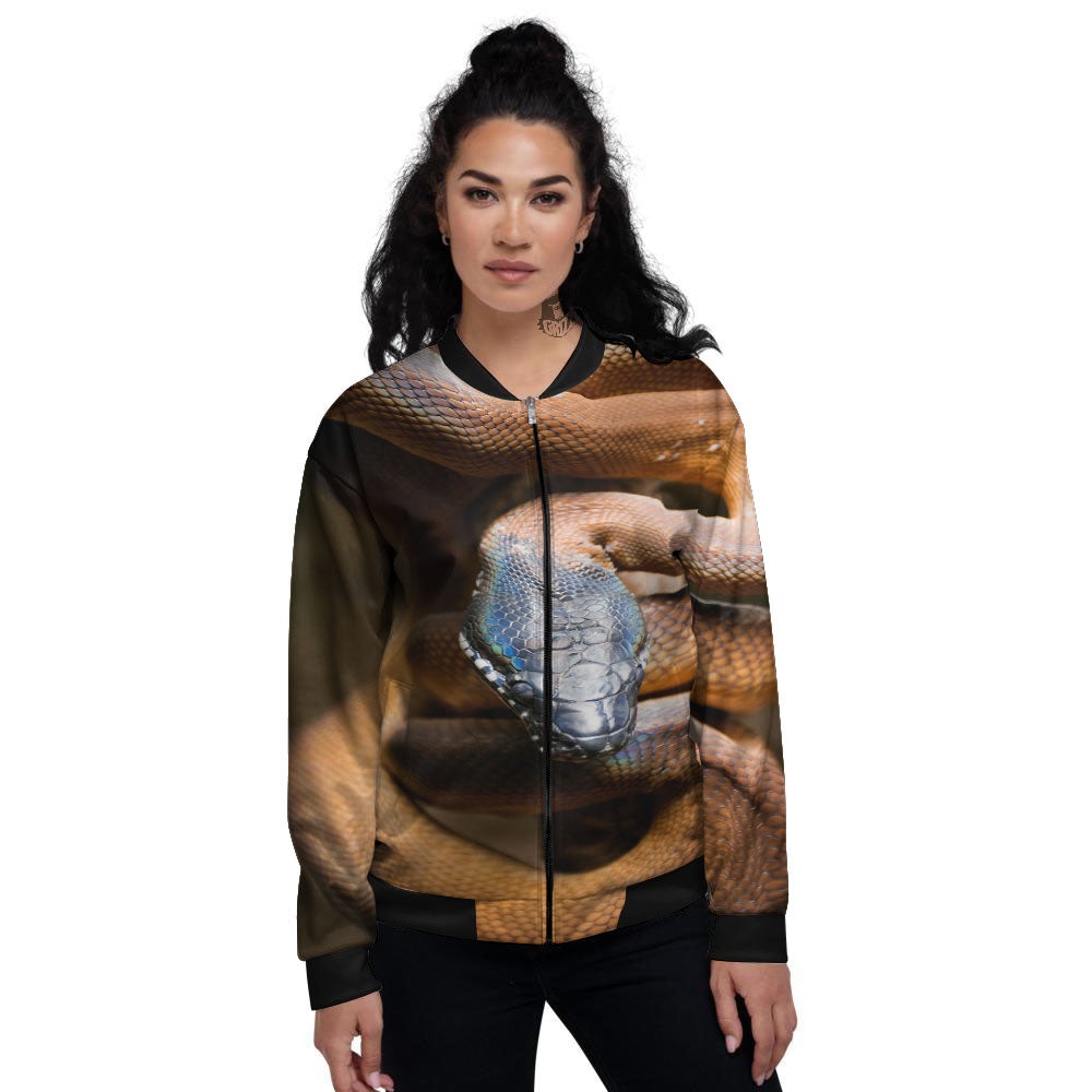 Snake Leiopython Print Women's Bomber Jacket-grizzshop