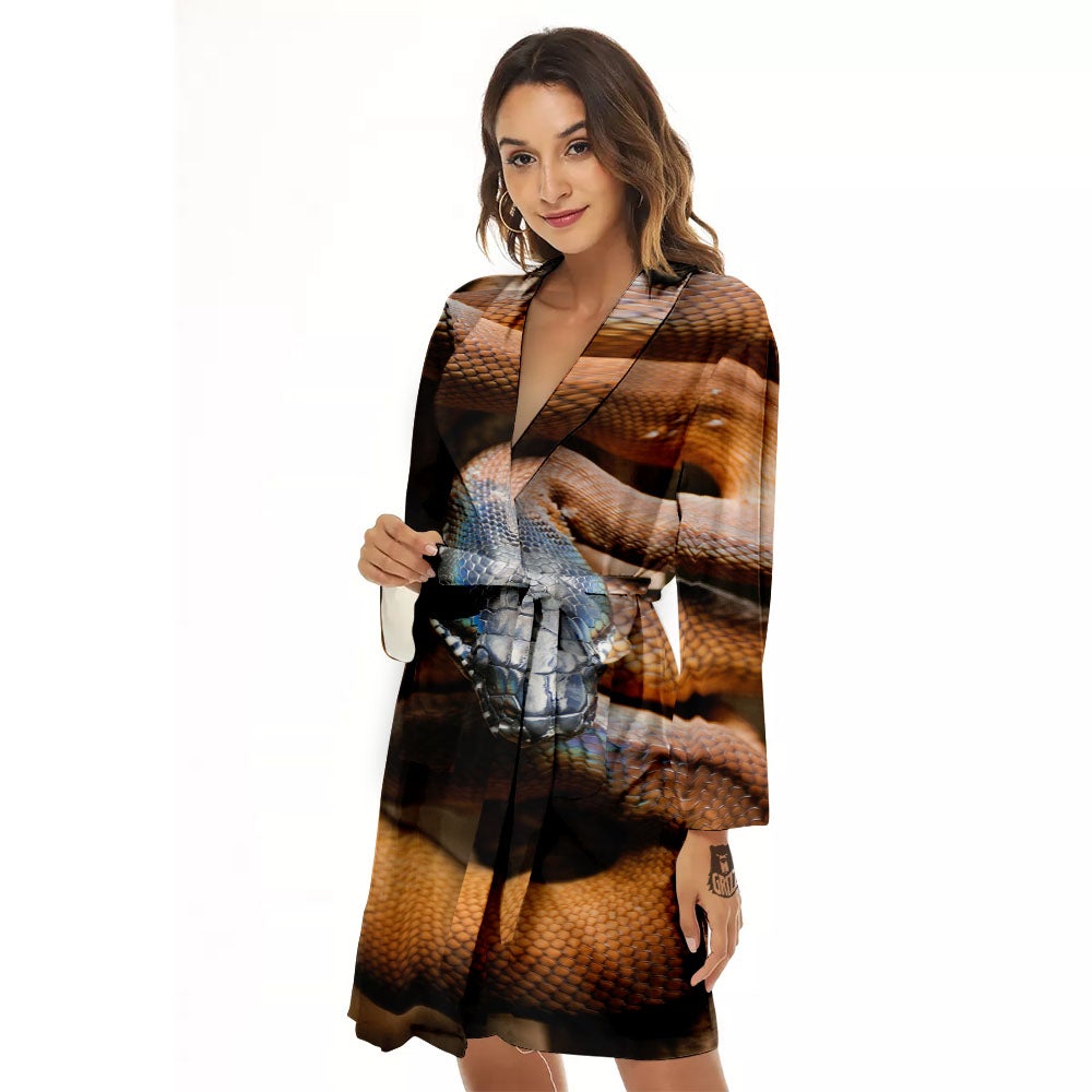 Snake Leiopython Print Women's Robe-grizzshop