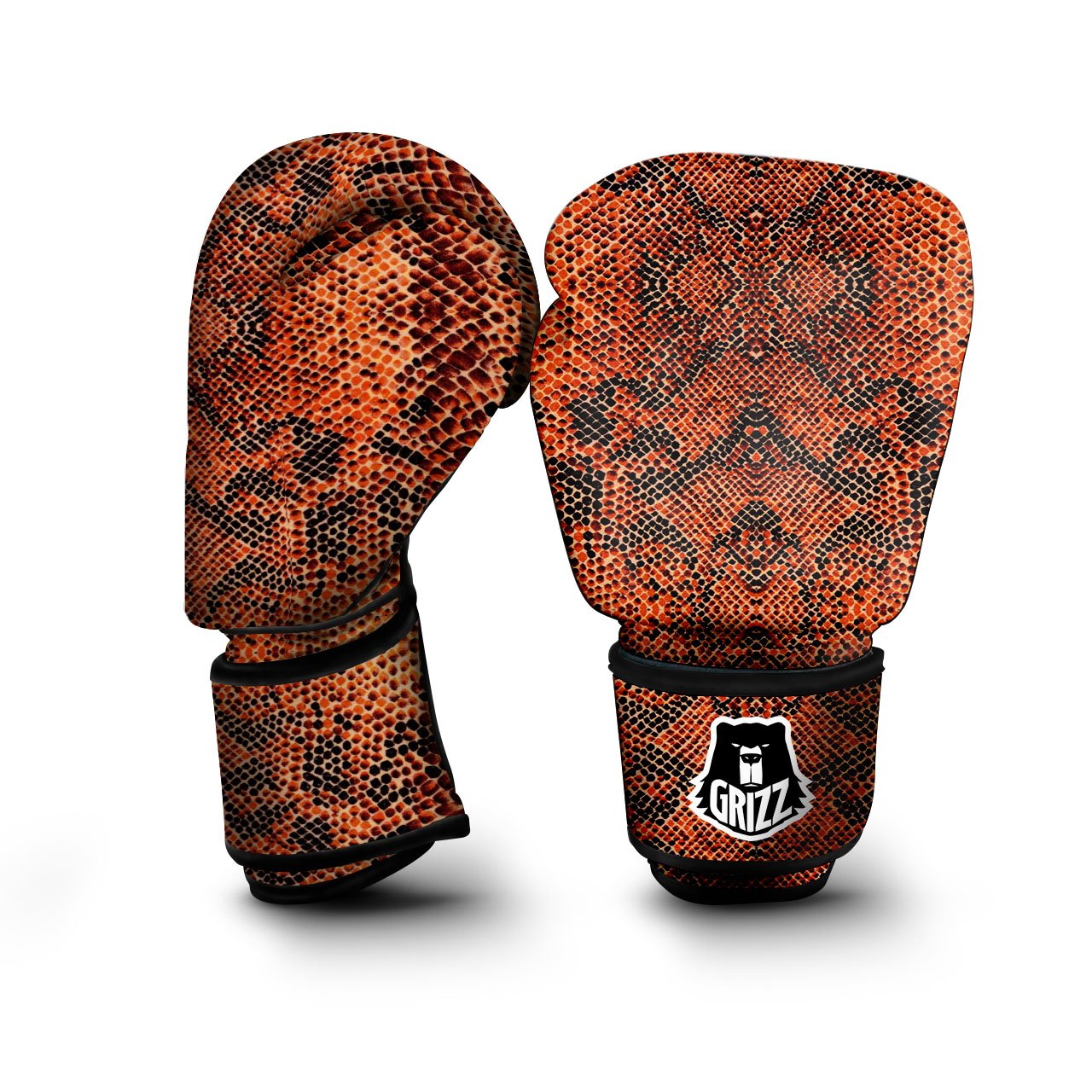 Snake Orange Print Pattern Boxing Gloves-grizzshop