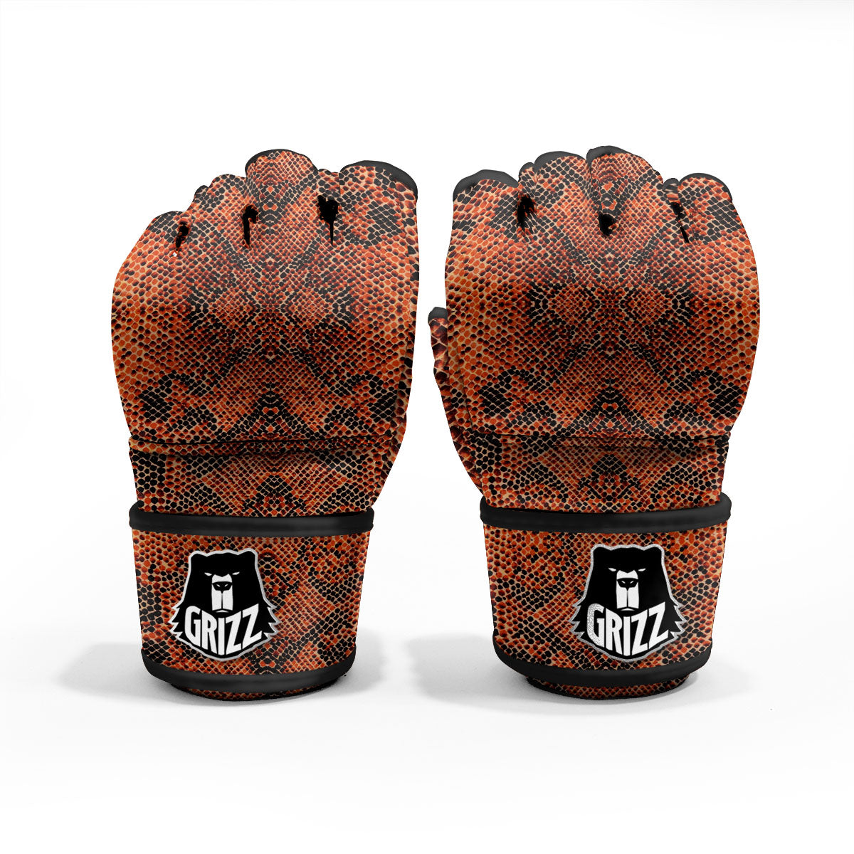 Snake Orange Print Pattern MMA Gloves-grizzshop