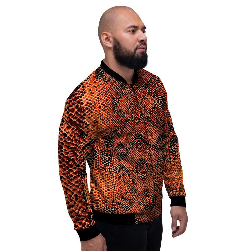 Snake Orange Print Pattern Men's Bomber Jacket-grizzshop