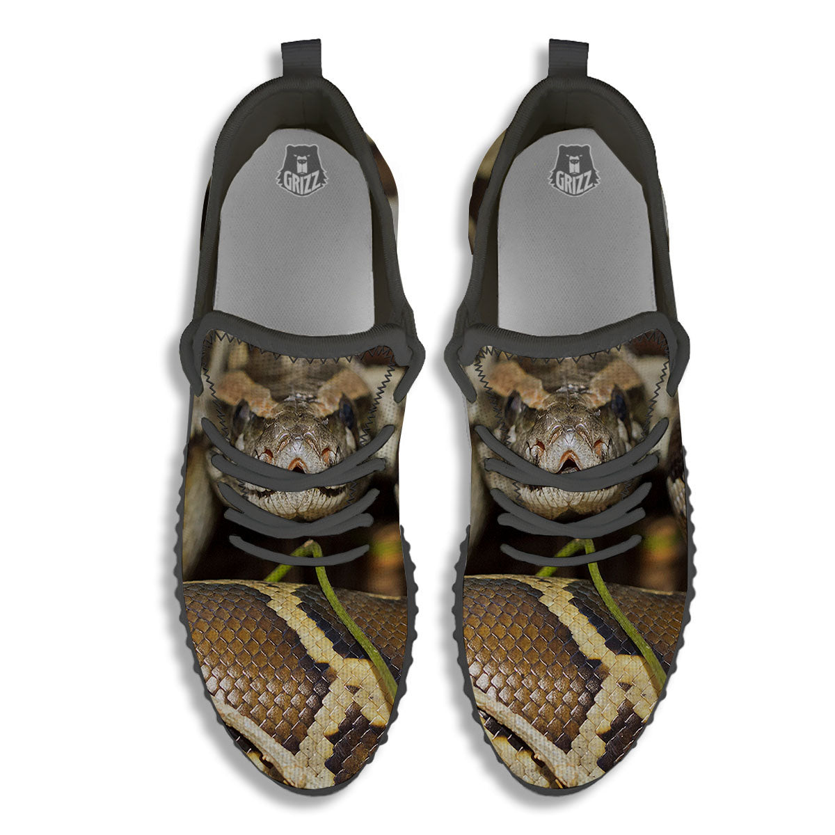 Snake Python Print Black Walking Shoes-grizzshop
