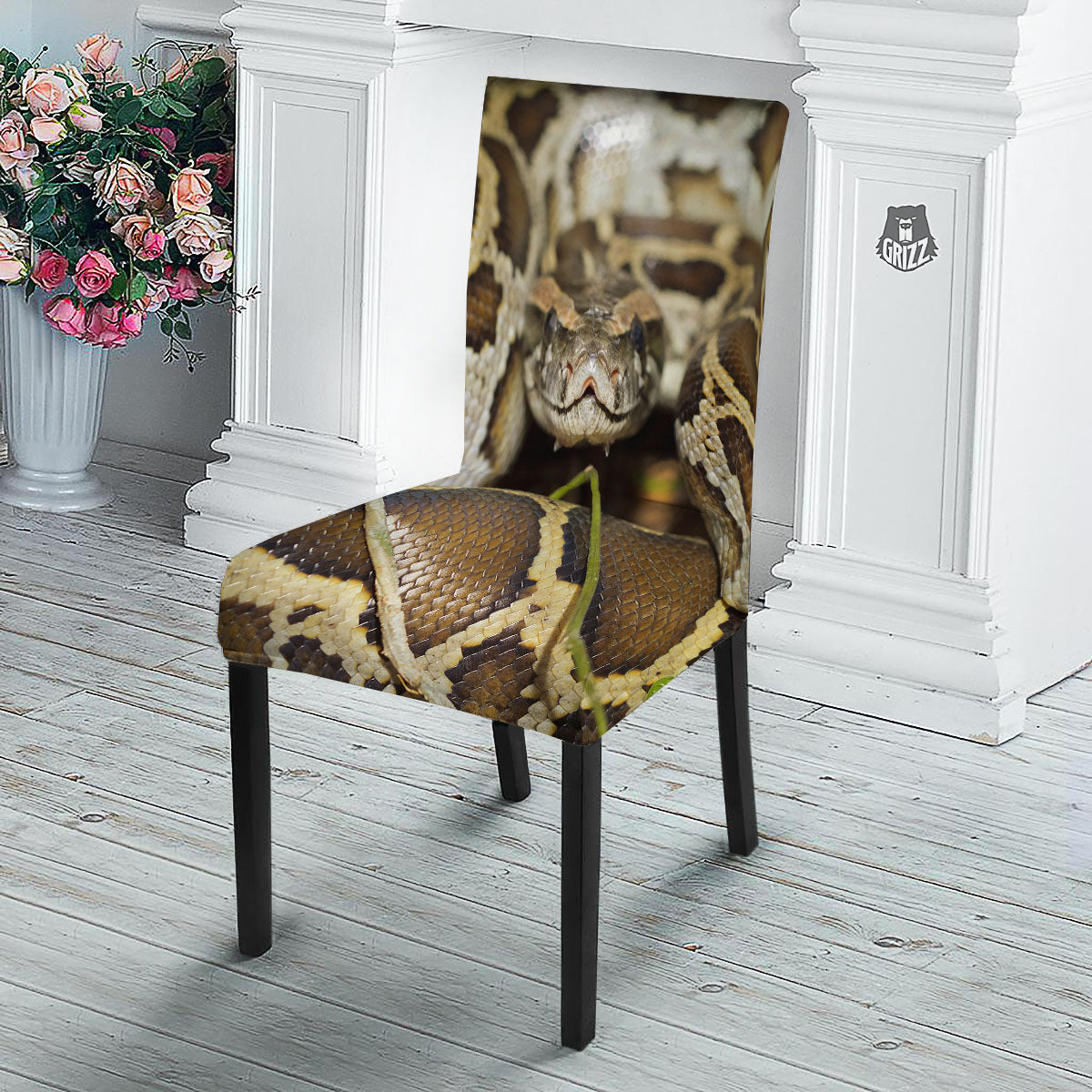 Snake Python Print Dining Chair Slipcover-grizzshop