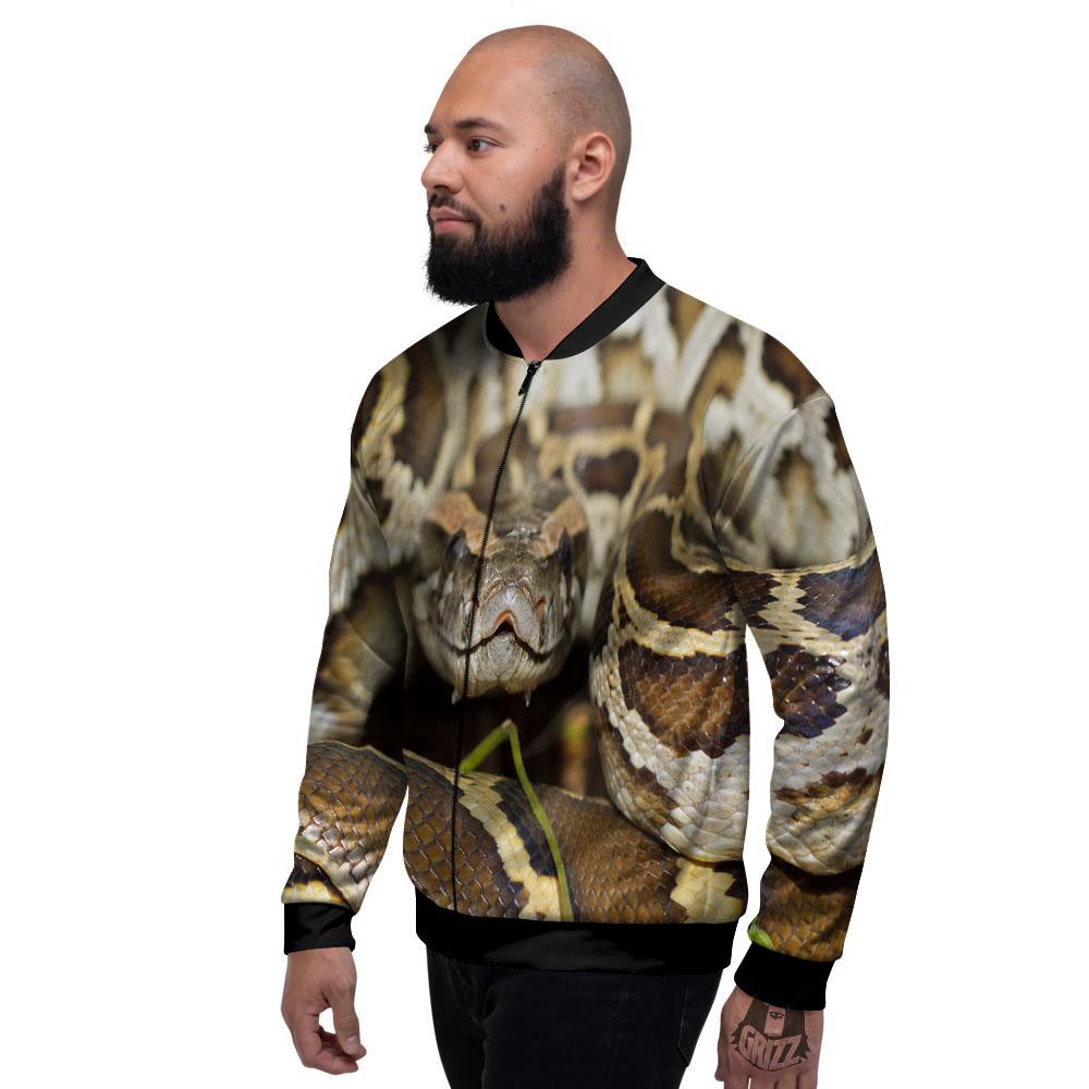 Snake Python Print Men's Bomber Jacket-grizzshop