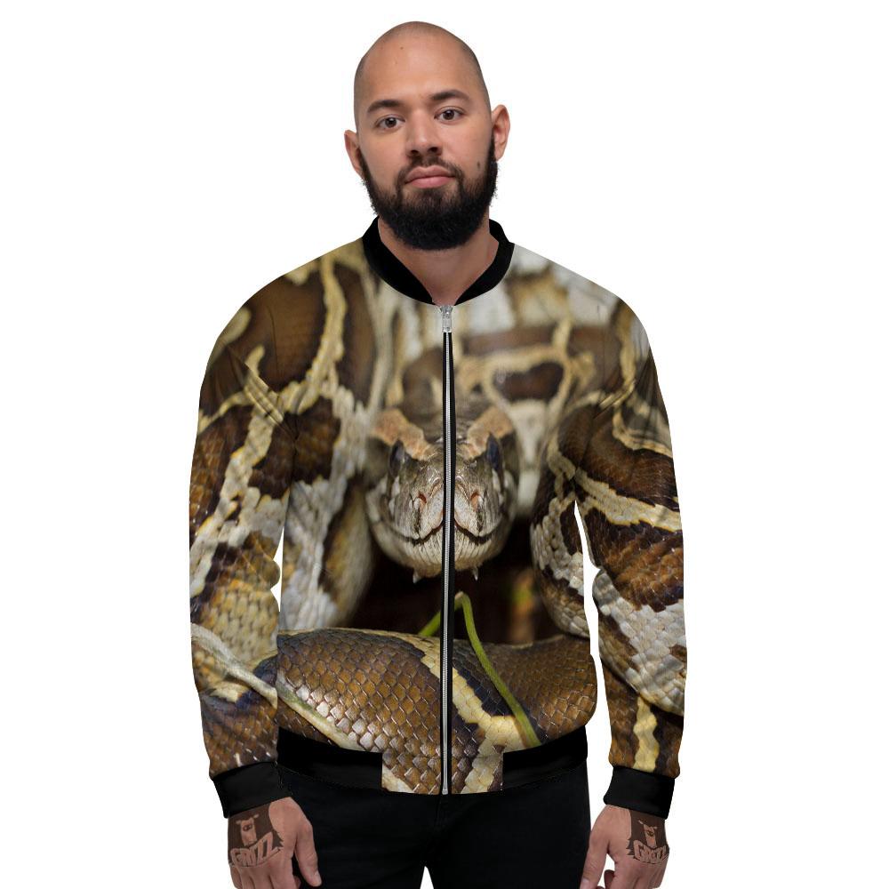 Snake Python Print Men's Bomber Jacket-grizzshop