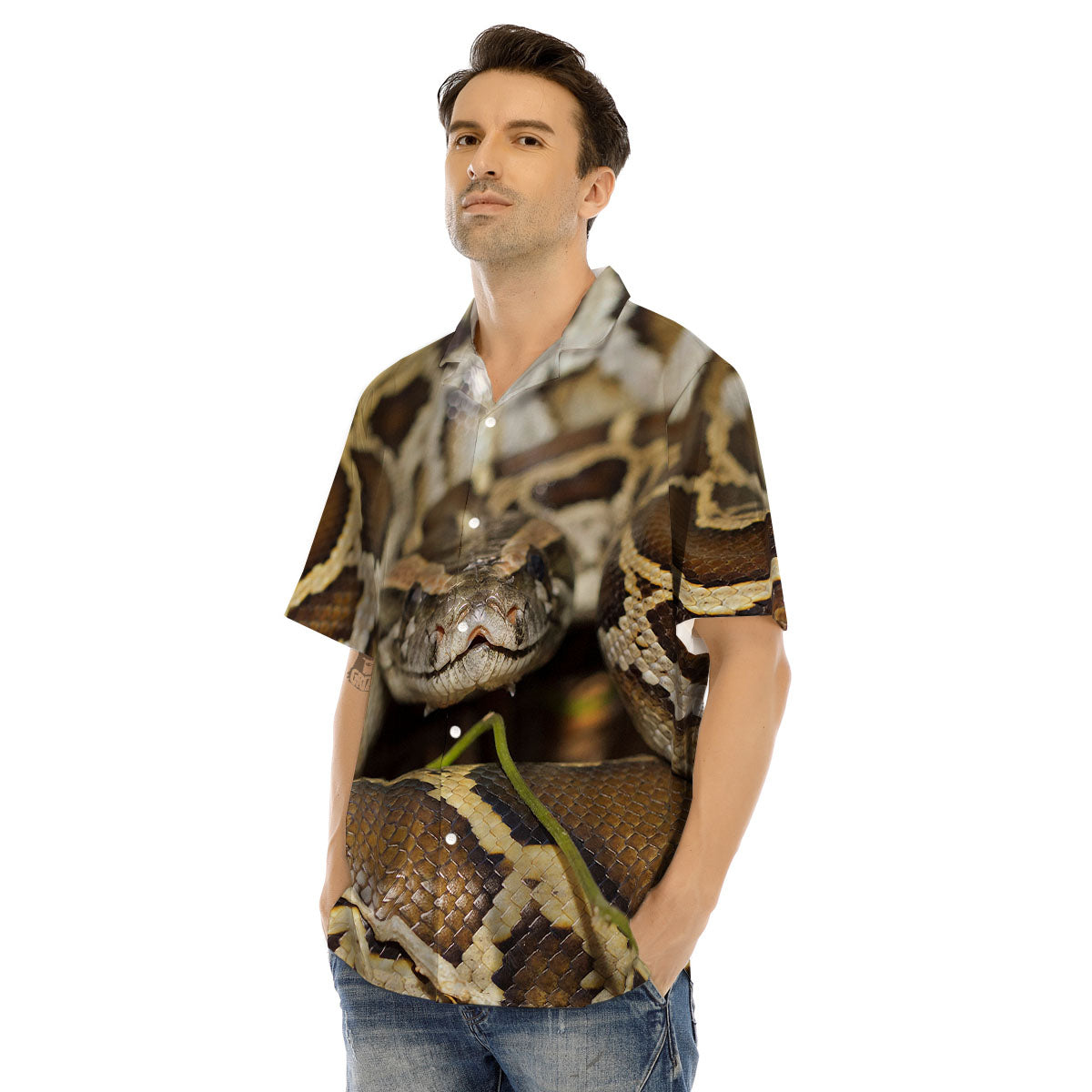 Snake Python Print Men's Hawaiian Shirt-grizzshop
