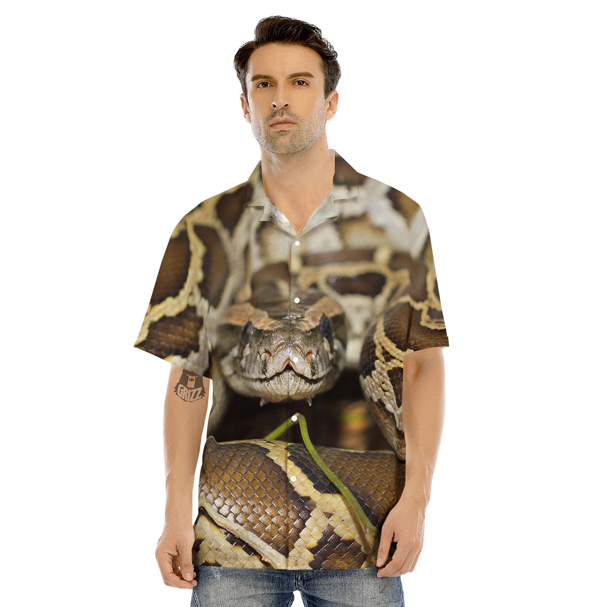 Snake Python Print Men's Hawaiian Shirt-grizzshop