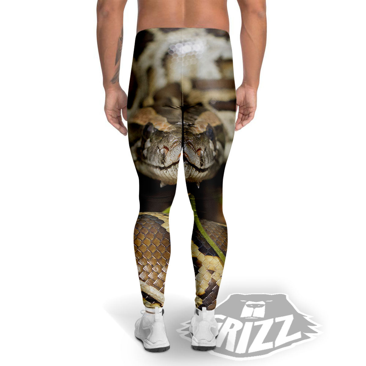 Snake Python Print Men's Leggings-grizzshop