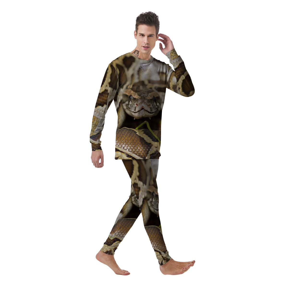Snake Python Print Men's Pajamas-grizzshop