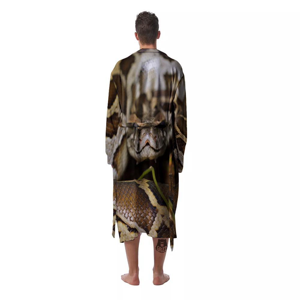 Snake Python Print Men's Robe-grizzshop