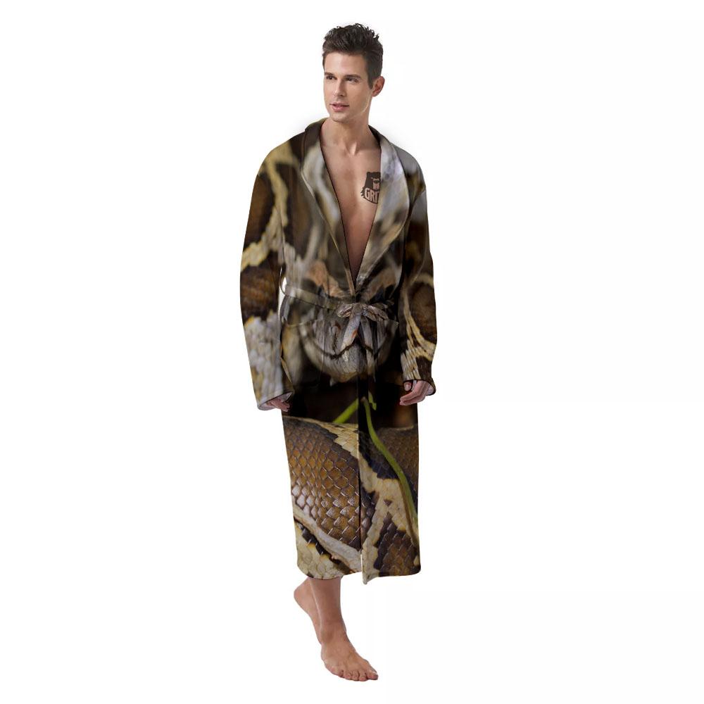 Snake Python Print Men's Robe-grizzshop