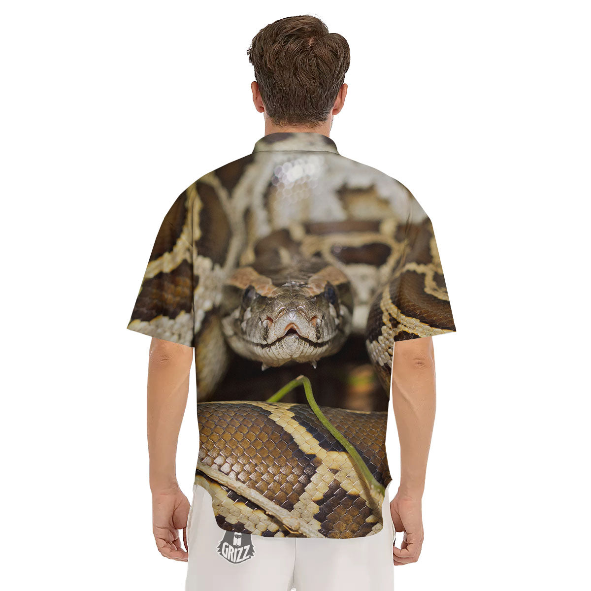 Snake Python Print Men's Short Sleeve Shirts-grizzshop