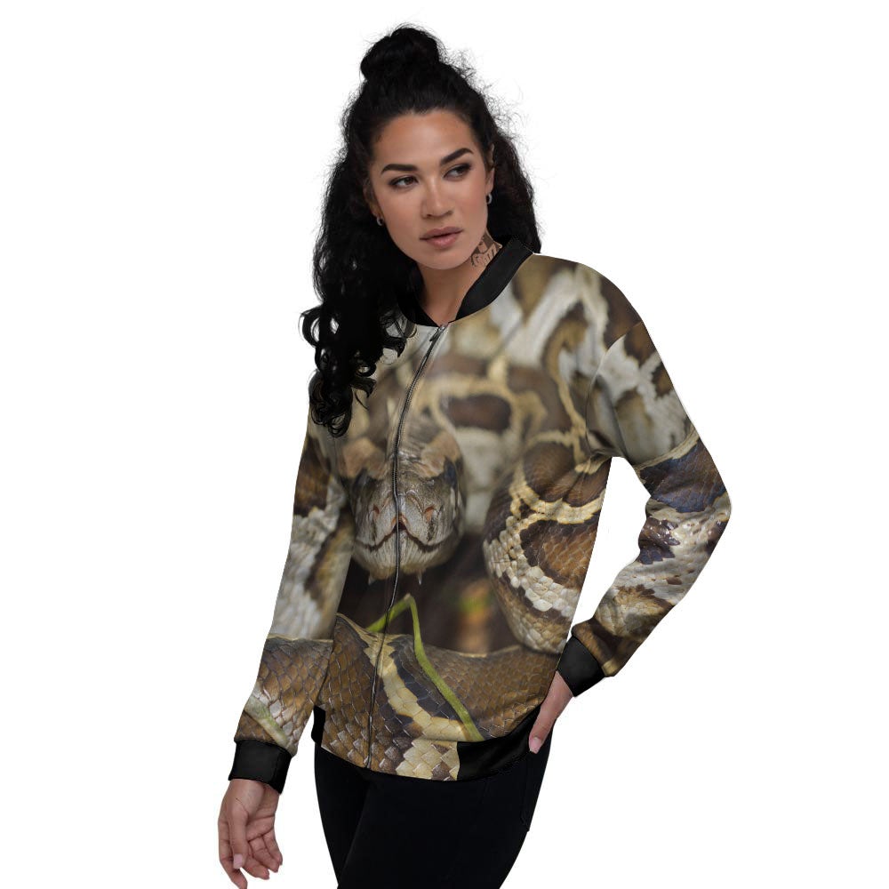 Snake Python Print Women's Bomber Jacket-grizzshop