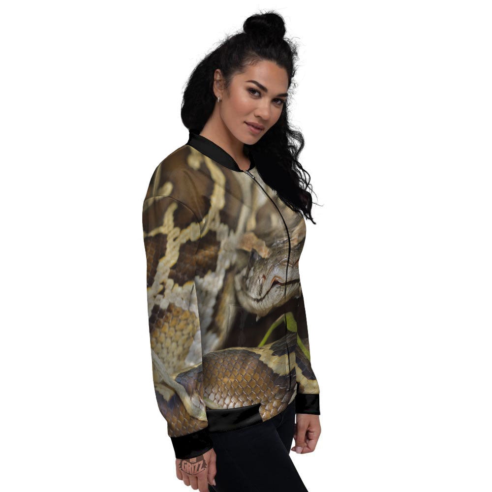 Snake Python Print Women's Bomber Jacket-grizzshop