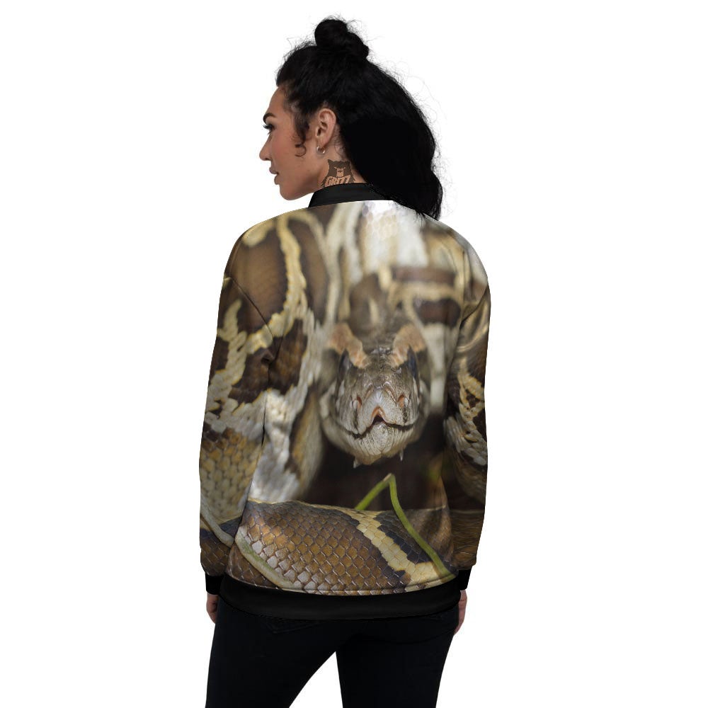 Snake Python Print Women's Bomber Jacket-grizzshop