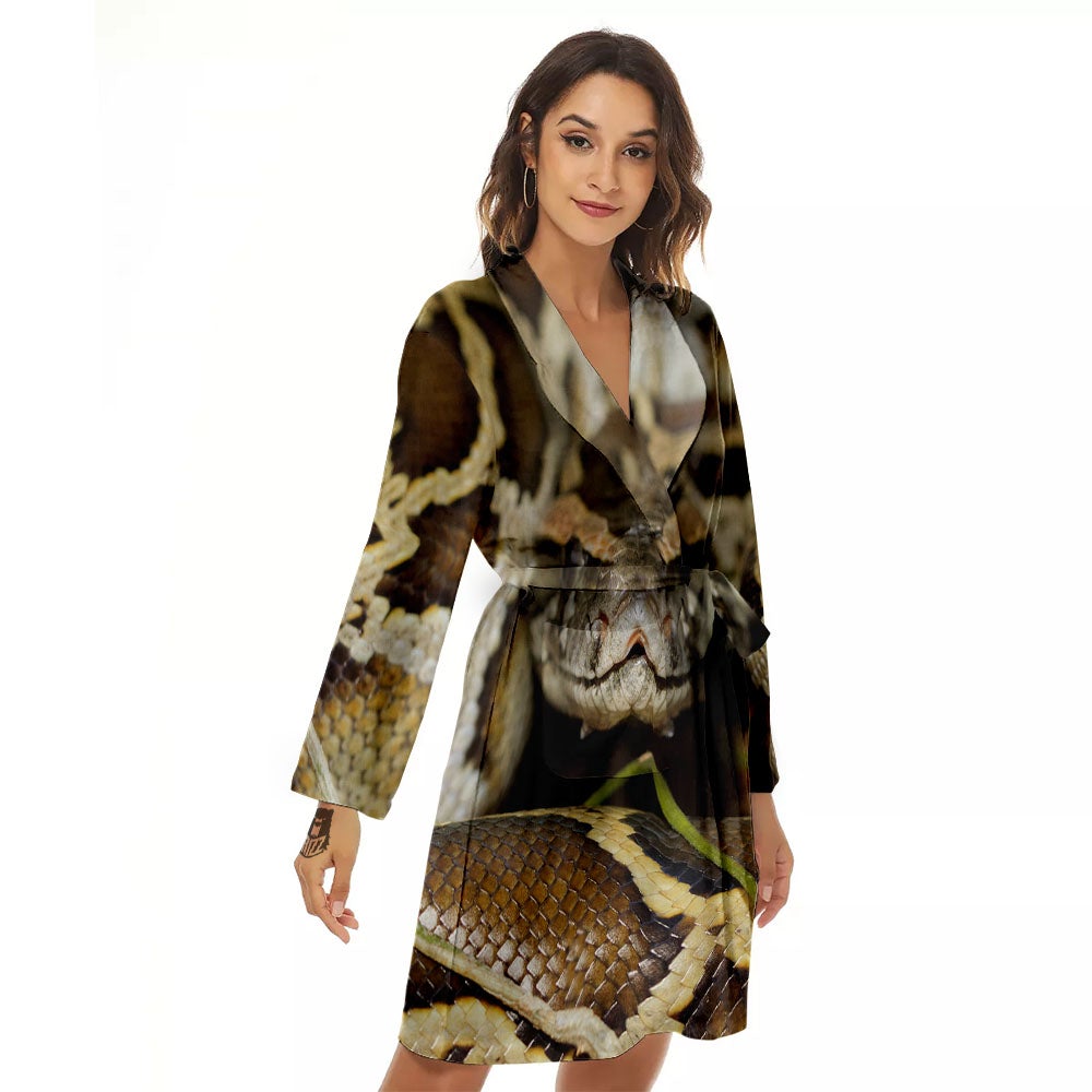 Snake Python Print Women's Robe-grizzshop