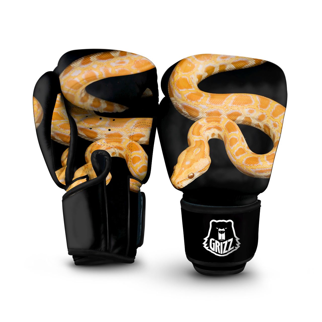 Snake Python Yellow Print Boxing Gloves-grizzshop
