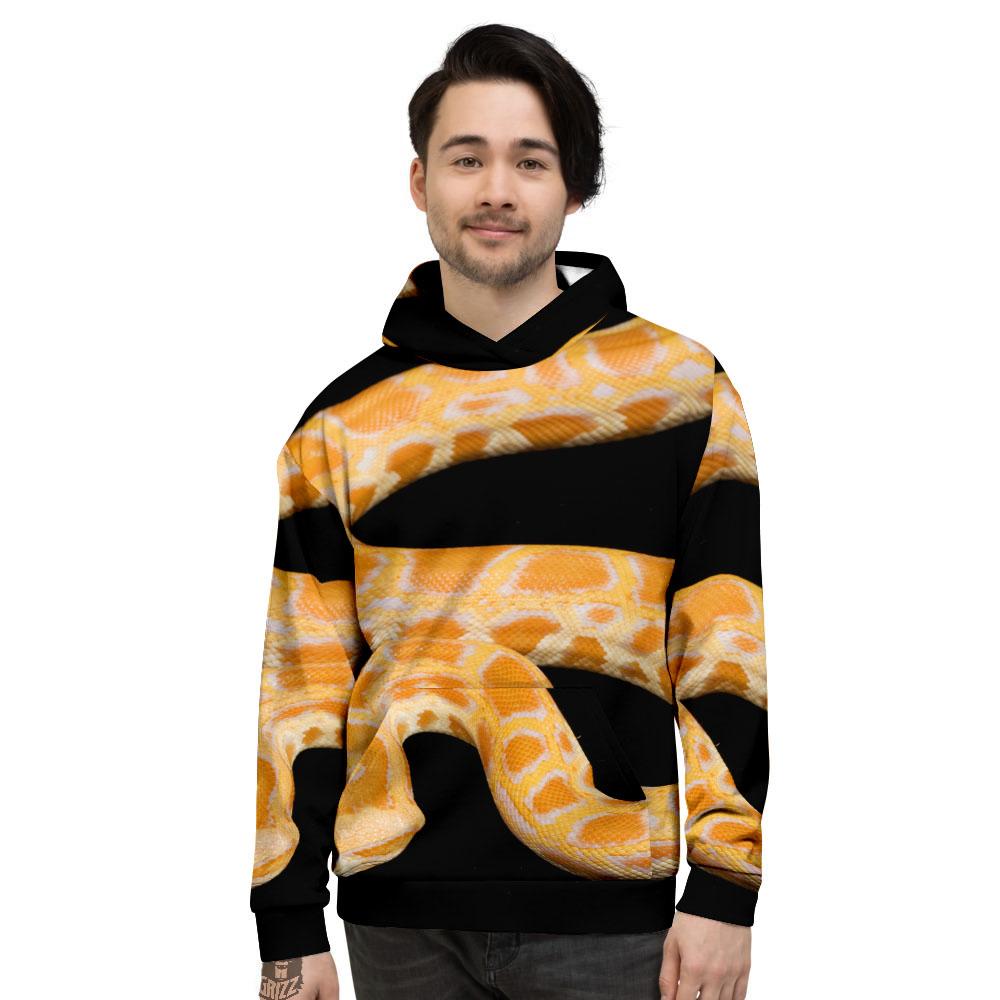 Snake Python Yellow Print Men's Hoodie-grizzshop