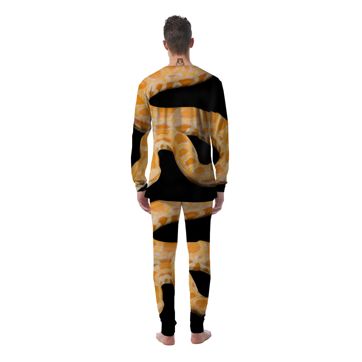 Snake Python Yellow Print Men's Pajamas-grizzshop