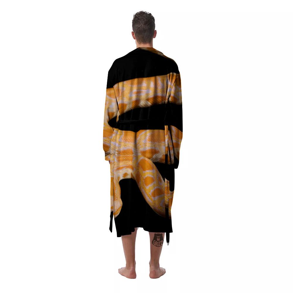 Snake Python Yellow Print Men's Robe-grizzshop