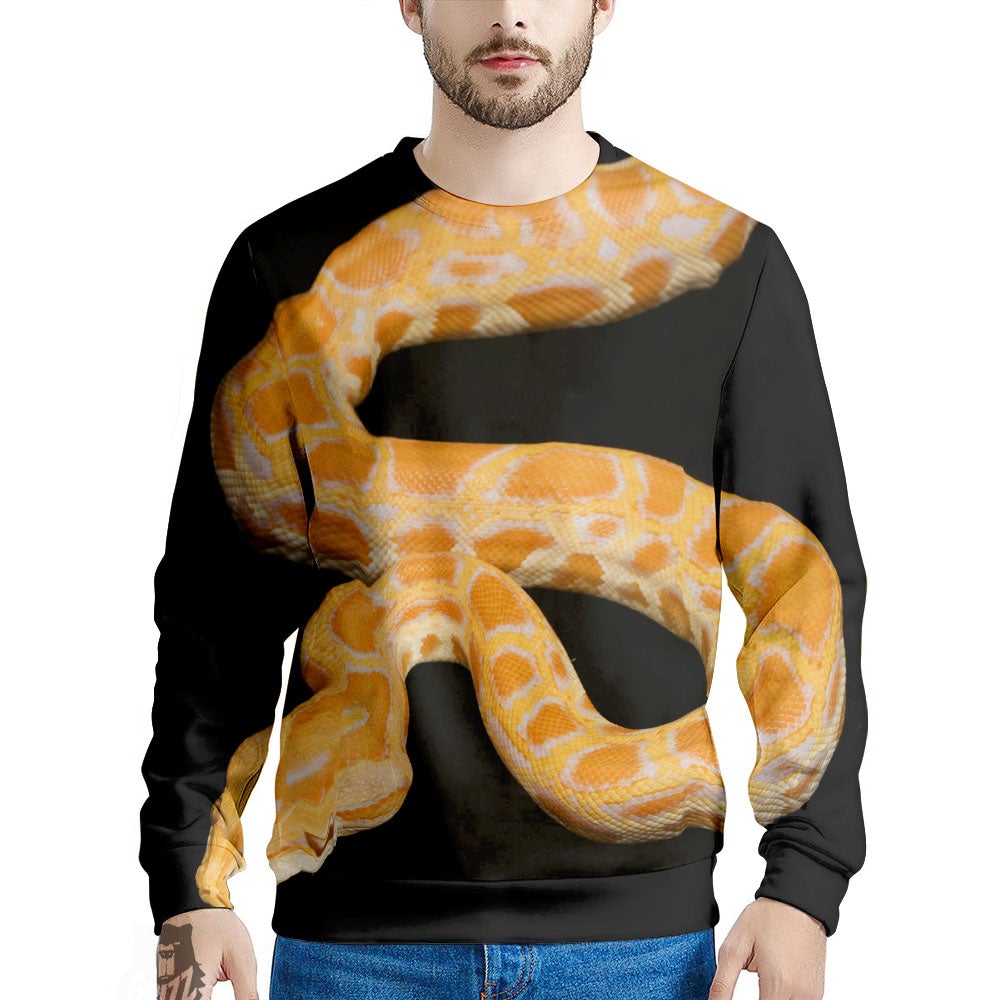 Snake Python Yellow Print Men's Sweatshirt-grizzshop