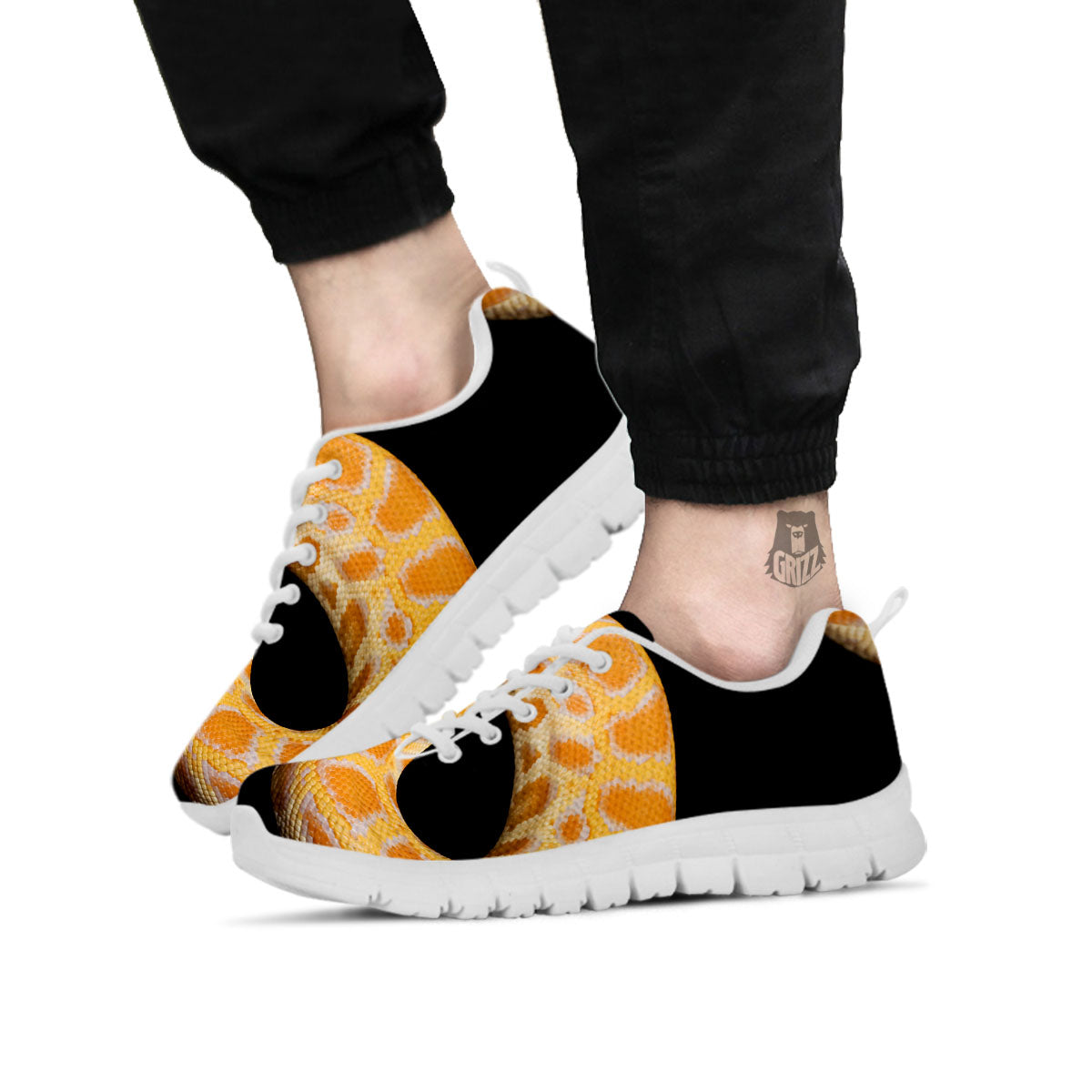 Snake Python Yellow Print White Sneaker-grizzshop
