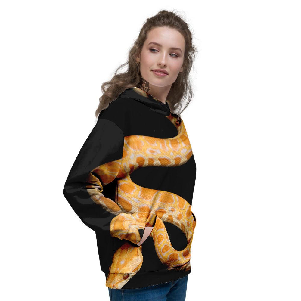 Snake Python Yellow Print Women's Hoodie-grizzshop