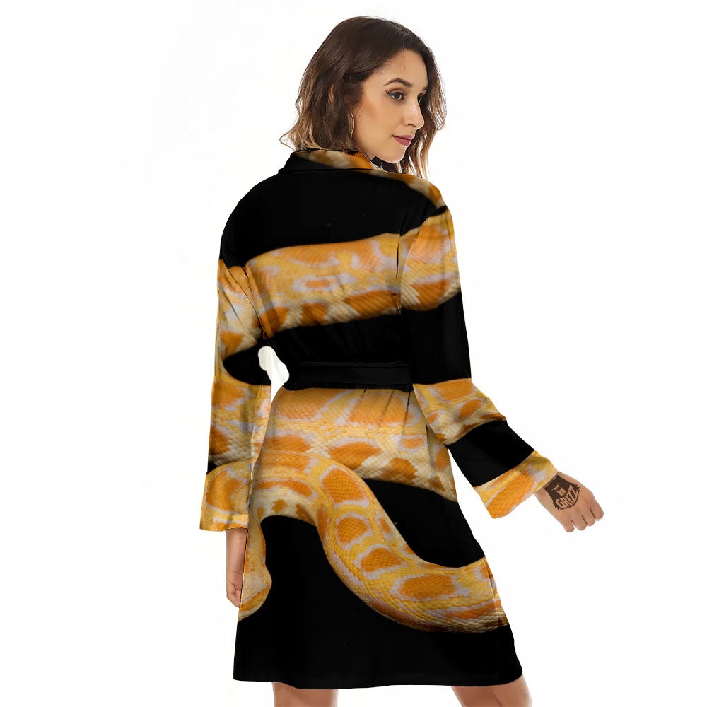 Snake Python Yellow Print Women's Robe-grizzshop